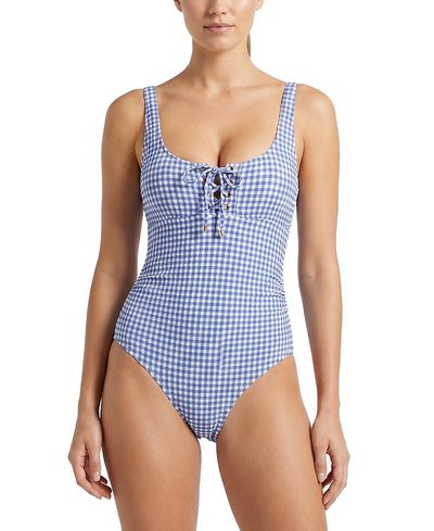 Change Of Scenery Change of Scenery Taylor Gingham Lace-Up Underwire One-Piece Swimsuit