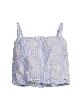 Change of Scenery Women's Dani Embroidered Striped Cotton Cami Top