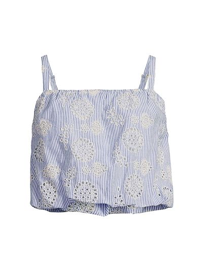 Change of Scenery Women's Dani Embroidered Striped Cotton Cami Top