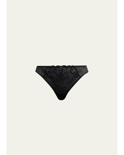 Chantelle Fleur Sheer Floral-Embroidered Thong