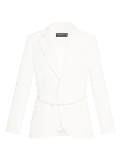 Chapman & Myers Women's Martina Pearl Belted Crepe Blazer