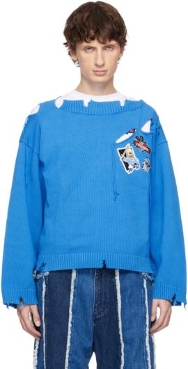 Charles Jeffrey LOVERBOY Charles Jeffrey LOVERBOY Blue Clash of Clans Edition Barbarian Patch Sweater