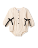 Charlotte & George Charlotte & George Baby Woven Cotton Bubble Romper with Velvet Ribbon and Button Closure - 2