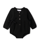 Charlotte & George Charlotte & George Baby Woven Cotton Bubble Romper with Velvet Ribbon and Button Closure - 3