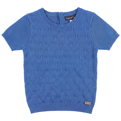Charlotte & George Charlotte & George Diamond Knit Short Sleeve Sweater