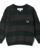 Charlotte & George Charlotte & George Striped V-Neck Sweater with Crest Patch - 1