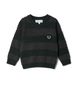 Charlotte & George Charlotte & George Striped V-Neck Sweater with Crest Patch - 2