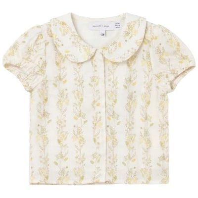 Charlotte & George Charlotte & George Girls Floral Collared Puff Sleeve Blouse