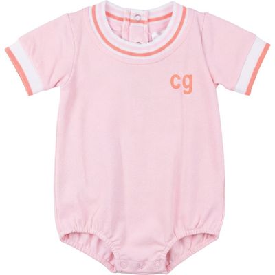 Charlotte & George Charlotte & George Pique Cotton Stripe Trim Romper