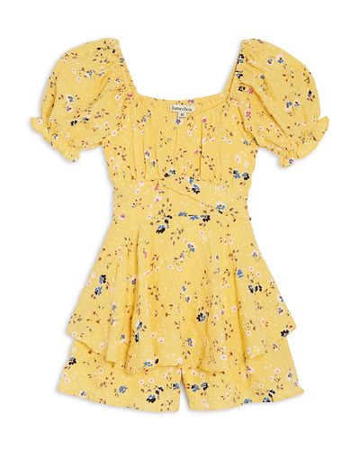 Charmed Hearts Charmed Hearts Girls' Floral Crepe Ruffled Romper