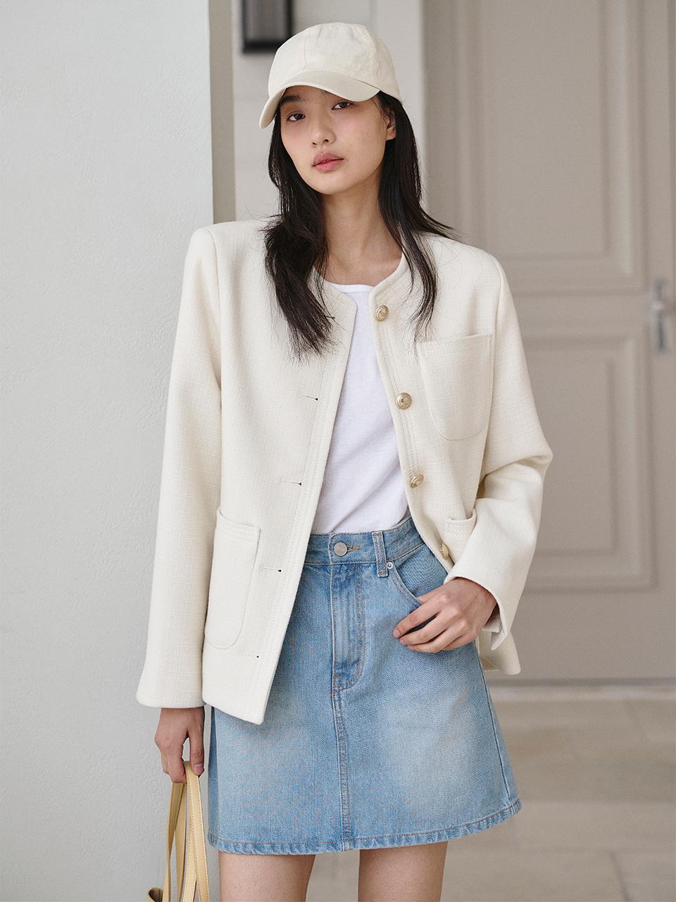 CHARMEUSE Gold Button Tweed Classic Jacket