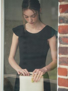 CHARMEUSE [SOPHIE] Ruffle detail midi dress_ classic black