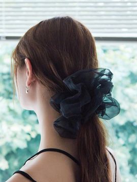 Charmy baby ribbon scrunchie_black