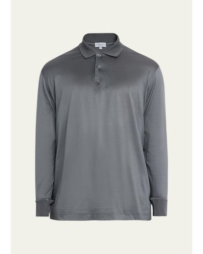 Charvet Men's Cotton Jersey Long-Sleeve Polo Shirt