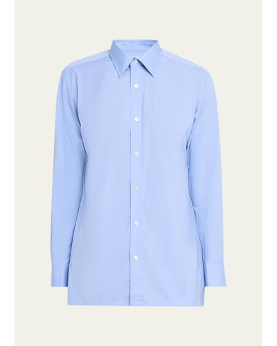 Charvet Men's Cotton Point-Collar Dress Shirt