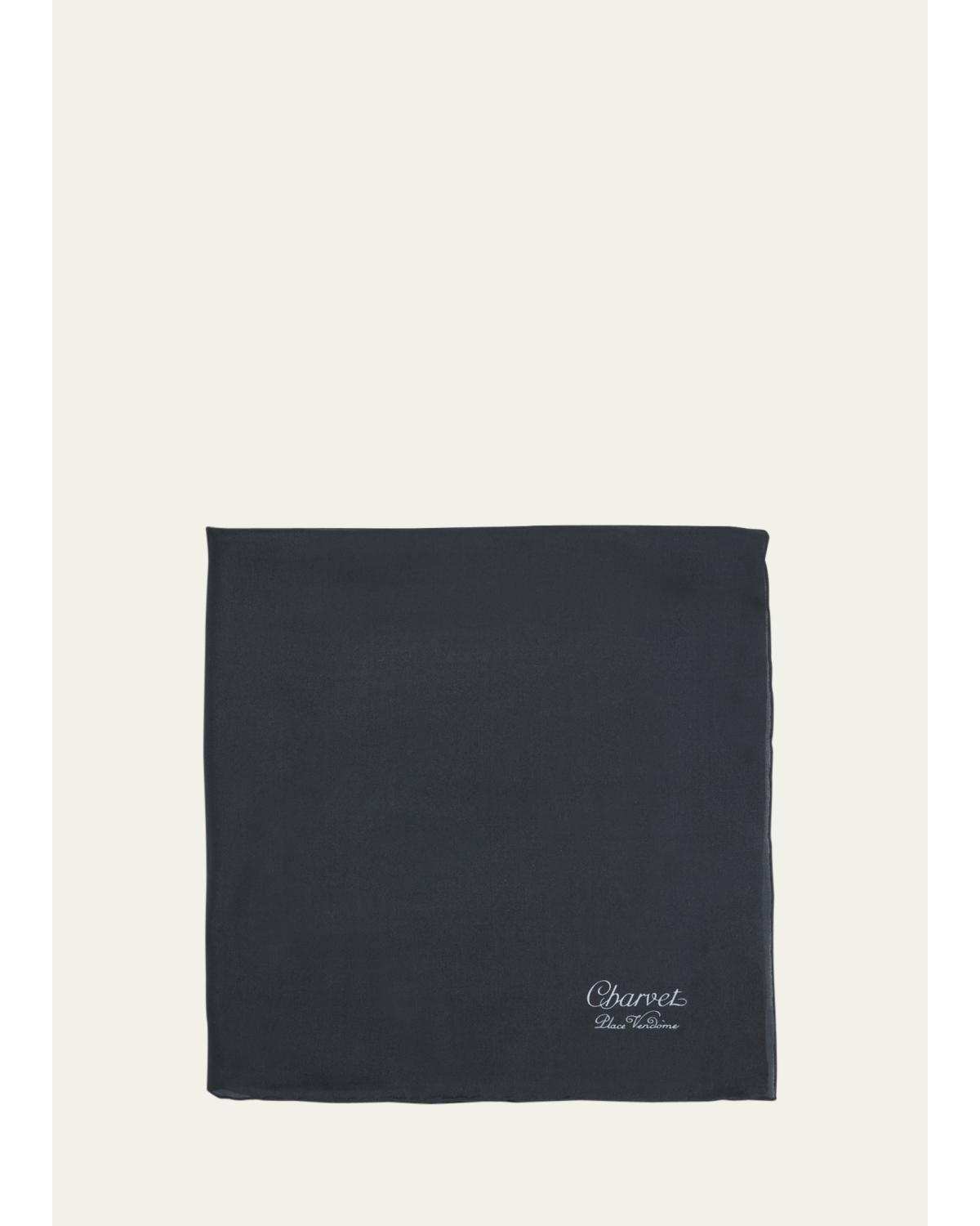 Charvet Men's Silk Logo-Print Pocket Square