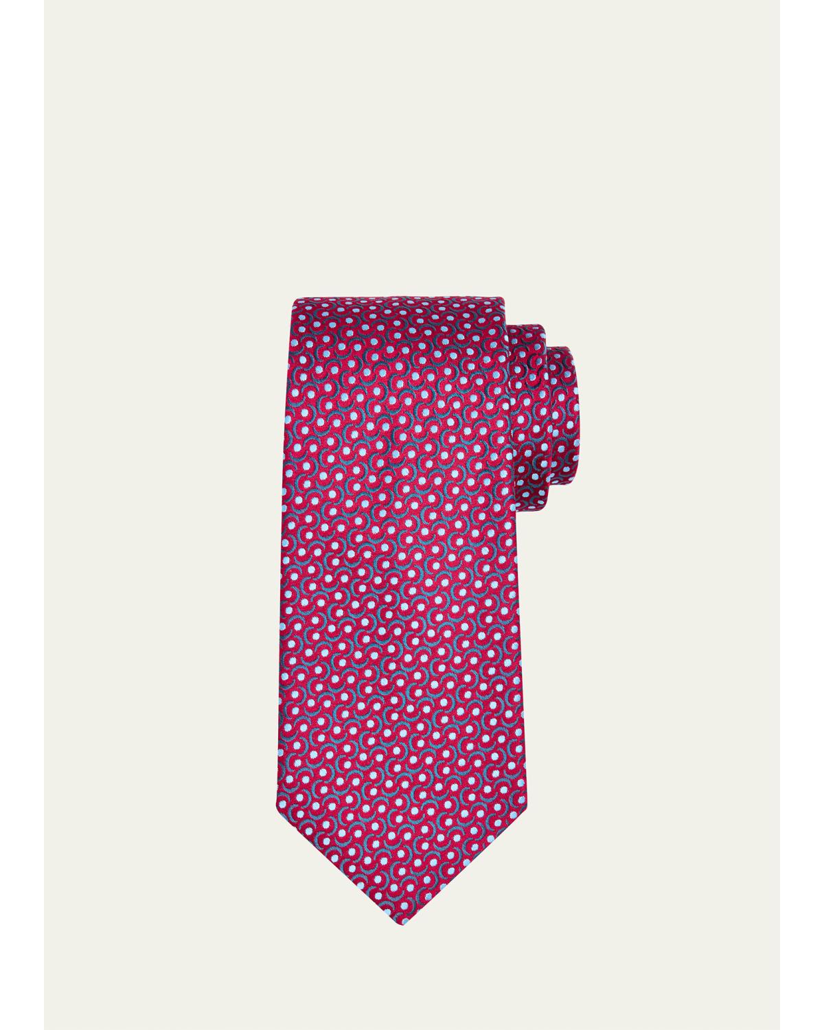 Charvet Men's Swirl Polka Dot Silk Tie