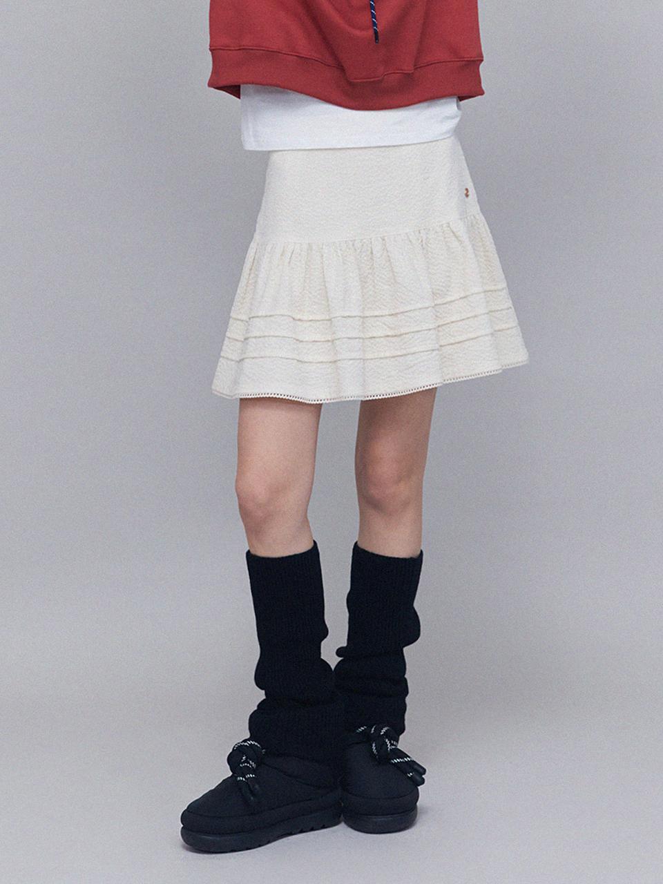chat de lama CORDUROY PINTUCK LACE SKIRT