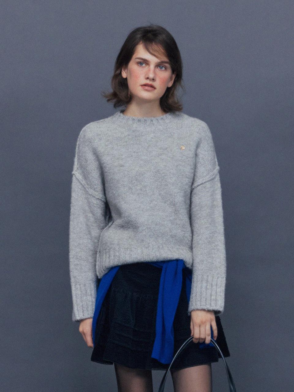chat de lama Seamline Reverse Wool Knit [GRAY]