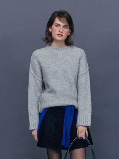 chat de lama Seamline Reverse Wool Knit [GRAY]