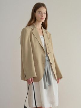 chat de lama SILKY TEXTURED BLAZER [beige]