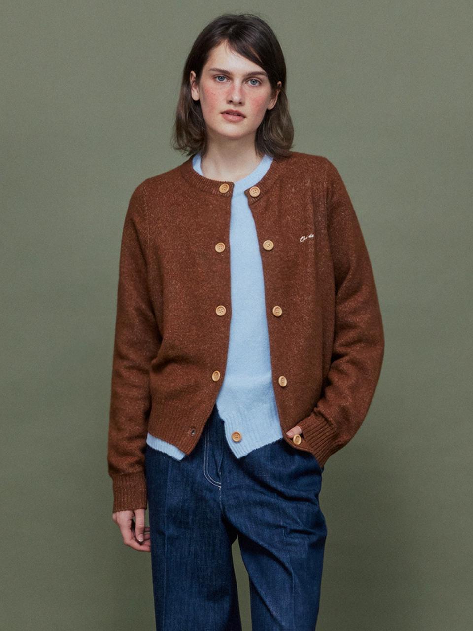 chat de lama SOFT WOOL KNIT CARDIGAN [BROWN]