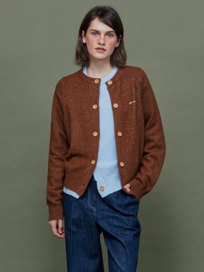 chat de lama SOFT WOOL KNIT CARDIGAN [BROWN]