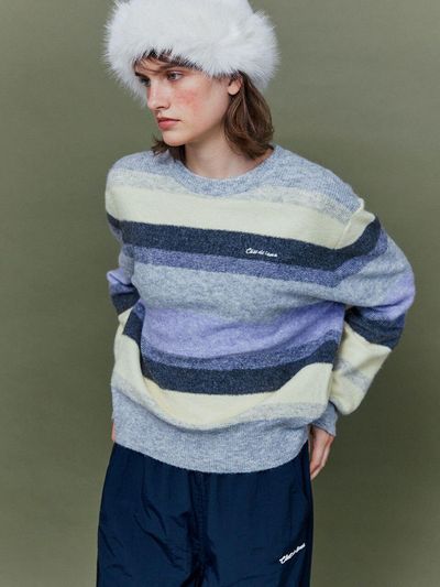 chat de lama SOFT WOOL STRIPED KNIT [YELLOW]