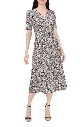 Chaus Chaus Animal Print Belted Faux-Wrap Midi Dress