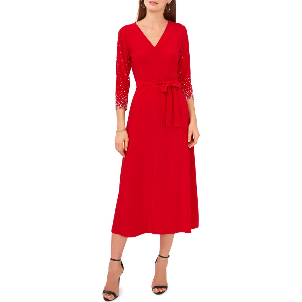 Chaus Chaus Embellished Tie Waist Midi Dress