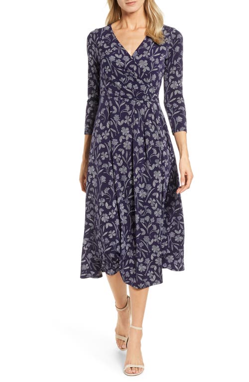 Chaus Chaus Etched Floral Faux Wrap Midi Dress