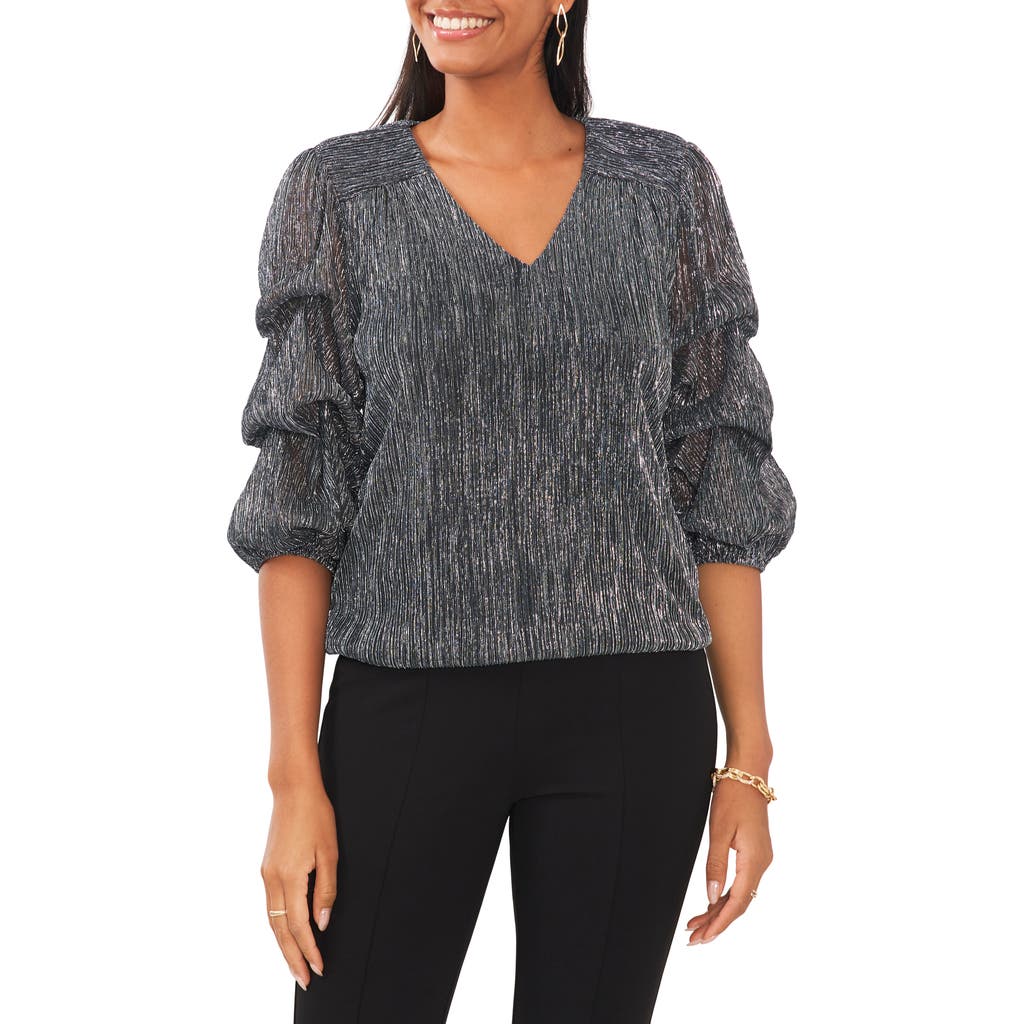 Chaus Chaus Metallic Lantern Sleeve Top