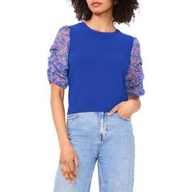 Chaus Chaus Mixed Media Floral Print Top