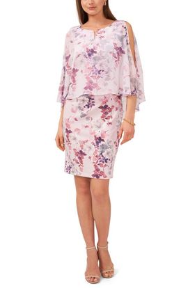 Chaus Chaus Notch Neck Floral Overlay Sheath Minidress