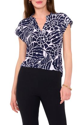 Chaus Chaus Print Split Neck Top