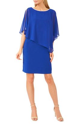 Chaus Chaus Rhinestone Trim Cape Overlay Dress