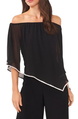 Chaus Chaus Rhinestone Trim Sheer Poncho