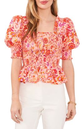 Chaus Chaus Smocked Puff Sleeve Blouse