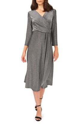 Chaus Chaus Three-Quarter Sleeve Faux Wrap Midi Dress