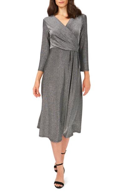 Chaus Chaus Three-Quarter Sleeve Faux Wrap Midi Dress