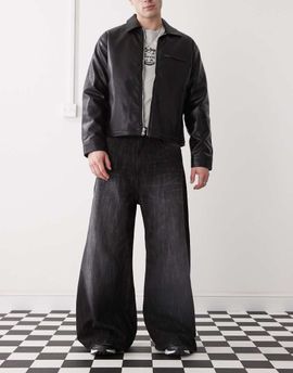 Cheap Monday Cheap Monday Rad super wide leg skater jeans in black streaky wash