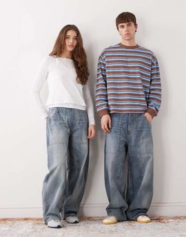 Cheap Monday Cheap Monday Unisex Dunno super baggy skater jeans in cloudy blue wash