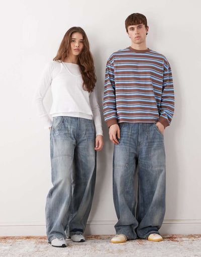 Cheap Monday Cheap Monday Unisex Dunno super baggy skater jeans in cloudy blue wash