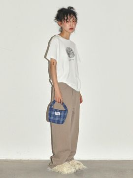 CHEAT OYSTR Denim Printed Mini Bag_Blue Check
