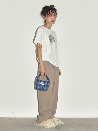 CHEAT OYSTR Denim Printed Mini Bag_Blue Check