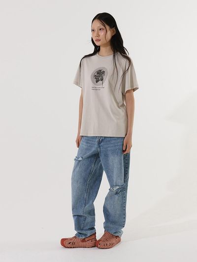 CHEAT OYSTR OYSTER PLATE T-SHIRT_BEIGE