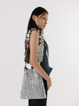 CHEAT OYSTR Shirring Bag_Silver