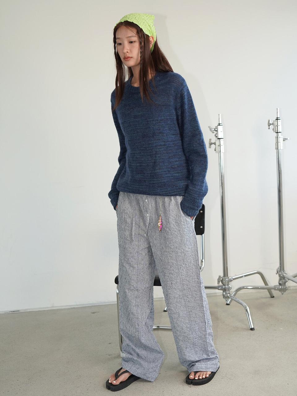 CHEAT OYSTR SUMMER BEACH PANTS_NAVY STRIPE