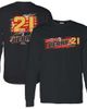 CHECKERED FLAG Men's Checkered Flag Sports Black Josh Berry Name & Number Long Sleeve T-Shirt  - 1
