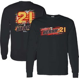 CHECKERED FLAG Men's Checkered Flag Sports Black Josh Berry Name & Number Long Sleeve T-Shirt 